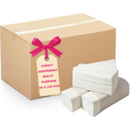 Ręczniki PREMIUM białe celuloza - 150szt. x 20 AMAZON
